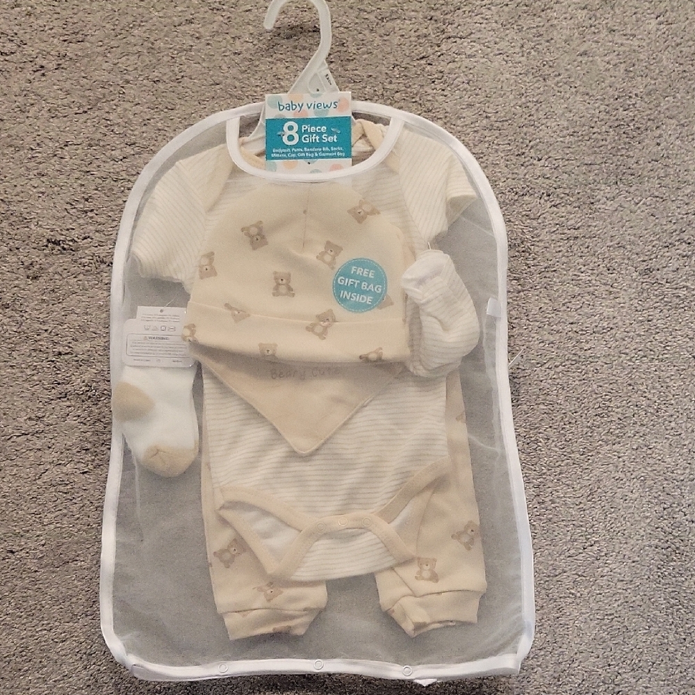 Tan and White Cozy Matching Set with Hat